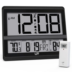 Atomic Clock Large Display, Digital Wall Clock with Indoor Outdoor Temperatur... - Bild 1 von 7