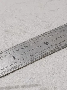 Vtg Union Tool No 4 Tempered Metal 6" Ruler Machinist Scale Orange Mass USA - Picture 1 of 9