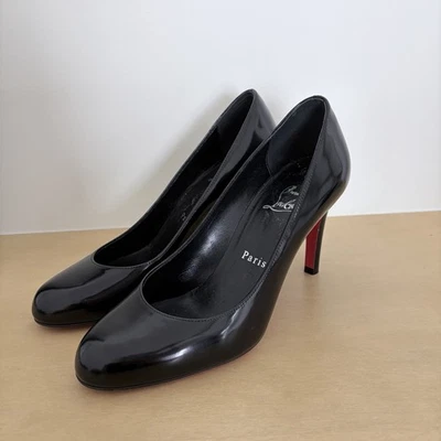 Christian Louboutin Pumppie Black Patent Leather 85 mm Pumps Size 36  Authentic - Image 1 of 4