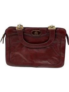 Vintage Etienne Aigner Burgundy Leather Handbag Logo Accent Chic Retro Clutch - Picture 1 of 7