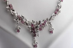 Silber Collier 925er Sterlingsilber Rubin Kristall - - Bild 1 von 10