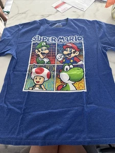 2014 Super Mario Blue Boys Shirt Size 18 XXL - Picture 1 of 4