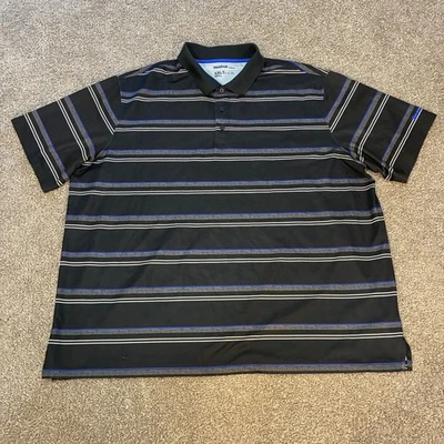 Reebok Golf Polo Shirt Mens 4XLT Black Striped Short Sleeve Stretch Breathable - Image 1 of 4
