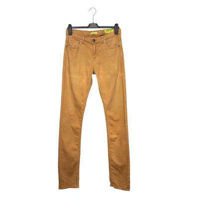Pantalones de mezclilla Versace para hombre ajustados elásticos marrón camel - W30 Foto 1 de 4