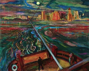 Nachtfähre, Vancouver Gemälde von Frederick Horsman Varley Reproduktion - Bild 1 von 3