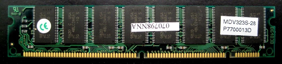 MDV323S-28 HP 32MB PC100 100MHz non-ECC Unbuffered CL2 168-Pin DIMM Memory - Image 1 of 1