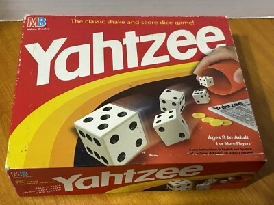 Yahtzee 1991 Milton Bradley Game Set 5 Die Cup 10 Chips Score Cards Rules VTG - Image 1 of 4