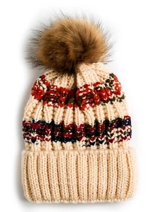 Gorro de punto Pom Pom para adultos elástico multicolor doble tejido interior - Imagen 1 de 5