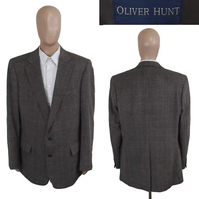 Vintage Oliver Hunt Olive Gray Brown Tartan Plaid Camel Wool Sport Coat 46XL - Image 1 of 4