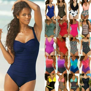 Lady Tummy Control Swimming Costume Monokini One Piece Summer Swimwear Swimsuit) - Picture 1 of 30
