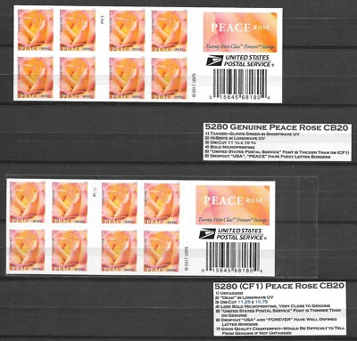 PEACE ROSE #5280a(CF1) AND REGULAR Convertible Booklets of 20 - Image 1 of 3