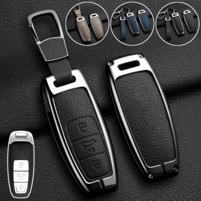 Zinc Alloy Leather Car Key Case Cover For Audi Q8 S3 S6 S7 S8 A3 A6 A7 A8 E-Tron Foto 1 de 4