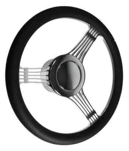 GM Chevy 14" Chrome Billet Banjo Aluminum Steering Wheel W/ Horn Button 9 Hole - Foto 1 di 5