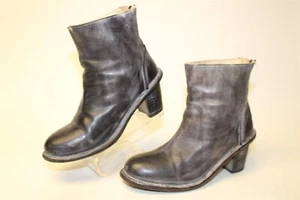 Bed|Stu Womens Size 6 Washed Black Leather Zip Heeled Handmade Ankle Boots 1152 - Picture 1 of 24