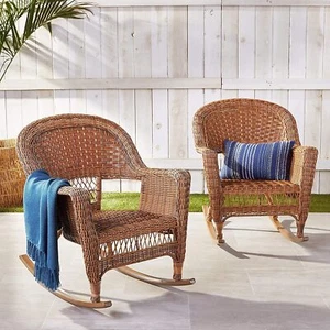 Rocker Wicker Chair - Set of 2, Patio Chair, Outdoor Rocking Chair Honey - Picture 1 of 5