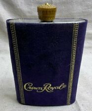 Crown Royal Whiskey Liquor Stainless Steel 8 oz Flask w Purple Gold Suede Cover