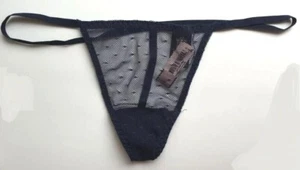 Tanga Panty Victoria's Secret Azul Malla Diamante Frontal Talla Única Tanga Transparente Nuevo con Etiquetas - Imagen 1 de 14