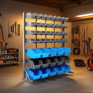 47 Bin Storage Shelving Rack Stand 7 tier Organiser Durable Moulded Bin 124KG - Picture 1 of 7