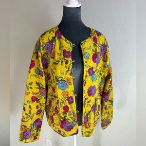 Unbranded- quilted coat- reversible- large - pockets- buttons- whimsical - Picture 1 of 14