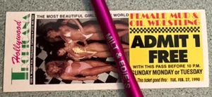 RARE 1990 Female Mud Oil Wrestlers Ticket Pass Sunset Strip Hollywood Tropicana - Picture 1 of 3