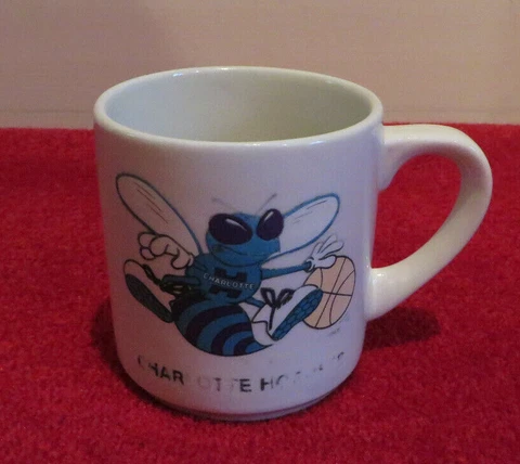 Vintage Charlotte Hornets NBA Basketball Ceramic Coffee Mug Cup - Early 90's Cover
