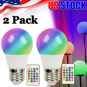 2pcs RGB LED Bulb Light 16 Color Changing E27 Lamp IR Remote Control for Party - Picture 1 of 12
