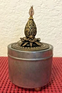 VTG Specialty Jewelry Metal Jar with Decorated Lid (4-1/4" x 2-1/4") India Style - Picture 1 of 9