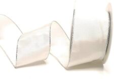 POSTEN! 3 Rollen Schleifenband á 10m x 60mm Weiß Silber Taftband Dekoband