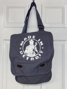 Made In Detroit Cotton Messenger Bag Shoulder/Crossbody Strap Denim Blue - Picture 1 of 13