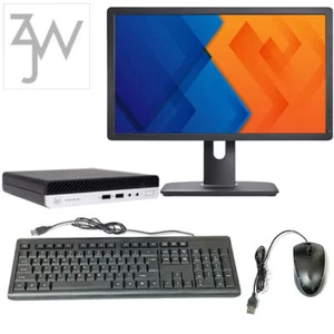 HP Desktop i5 Computer Mini Pc 16GB RAM 256GB SSD 22in Monitor Windows 10 Wi-Fi - Picture 1 of 5