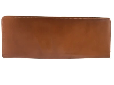 "Estuche plegable vintage de cuero de vaca beige Sheldon ligeramente usado 15""x6""" Foto 1 de 4