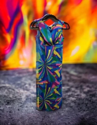 Maxi Vestido Lápiz Abstracto Atrevido Originales Don Caporeli Años 60 De Colección PEQUEÑO USADO EN EXCELENTE ESTADO Foto 1 de 4