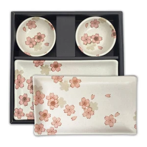 SET of 4 Japanese Sushi Plate Soy Bowl Sashimi Dinner Set Sakura Made in Japan - Picture 1 of 1