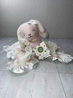 SECURITY Blanket LITTLE ME Pink White Bunny Rabbit Floral Satin Ruffle Lovey Toy - Image 1 of 4