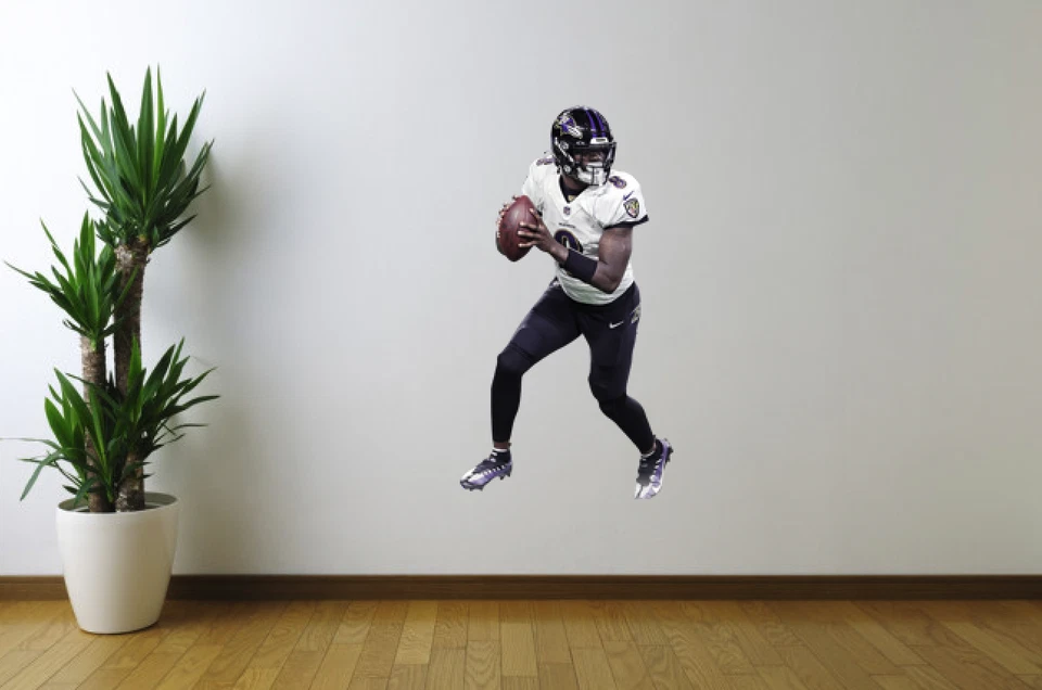 Lamar Jackson Wall Decal Baltimore Ravens Sticker White Jersey Removable Cling - Image 1 of 1