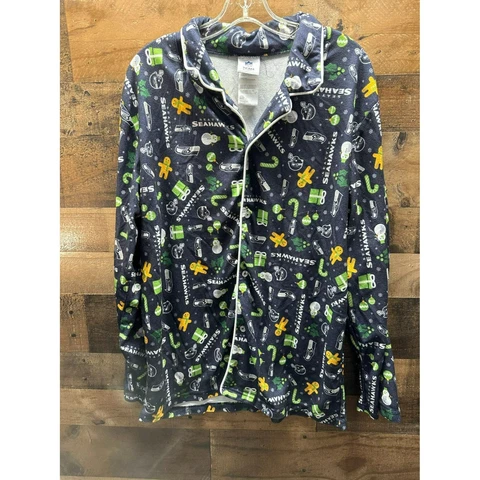 NFL Team Apparel Seattle Seahawks Christmas PJ Top Size Large Cover