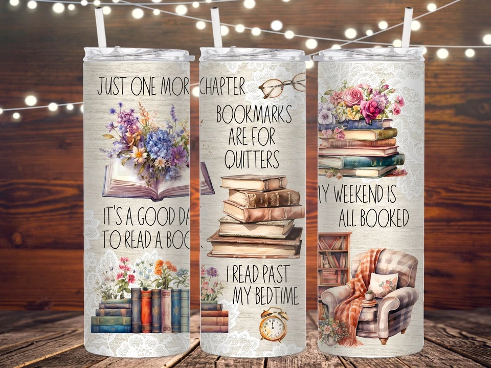 Vaso aislante de metal Book Lover, vaso para libros, botella de agua, acero inoxidable, Foto 1 de 1