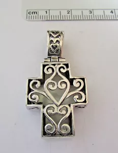 Sterling Silver 3D 10gram 42x20mm Reversible White Mother of Pearl Cross Pendant - Picture 1 of 5