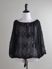 RALPH LAUREN Denim & Supply NWT $135 Black Boho Sheer Net Lace Top Size Small