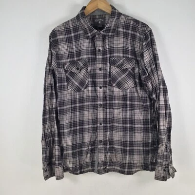 Converse mens button up shirt size M grey plaid long sleeve snap cotton 100282 - image 1 of 4