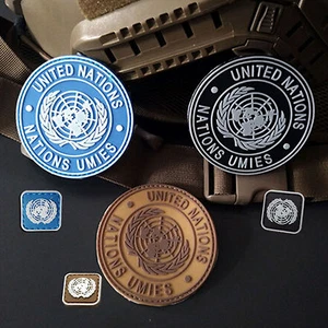 6 STCK. UN Vereinte Nationen UN Abzeichen 3D TAKTISCHE ARMEE PVC AUFNÄHER - Bild 1 von 8