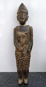 Collectible Rare Wooden Hand Carved South Indian Tribal Man Figure Sculpture - Picture 1 of 7