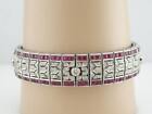 7 CT Princess Cut Simulated Ruby Tennis Bracelet Gold Plated 925 Silver