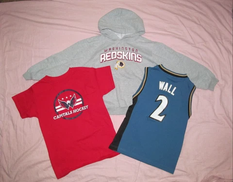Washington Redskins Capitals Wizards Wall 2 jersey Youth S Small Lot 3 DC sports Cover