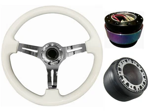 Steering Wheel Boss Kit TS White Chrome + Neo Quick Release BN for TOYOTA 032 - Picture 1 of 6