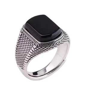 925 Sterling Silver Handmade Jewelry Black Men's Ring All Size Fashion Ring 2025 - Picture 1 of 24