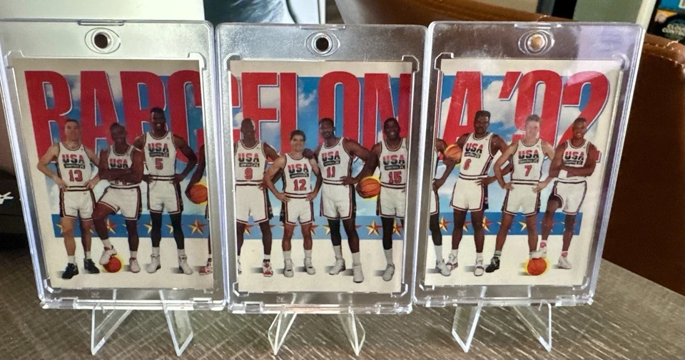 Juego de 3 cartas Skybox 1992 Barcelona USA Dream Team #544, #545, #546 Jordan Magic Bird Foto 1 de 4