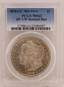 1878-CC Morgan $1 PCGS MS 63  65 Degree CW Reverse Rotation (Frosty) - Picture 1 of 3