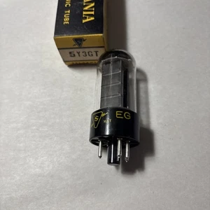 Sylvania 5Y3GT NOS Neu in OVP mit Originalkarton schwarze Platten seriöse Röhre getestet - Bild 1 von 5