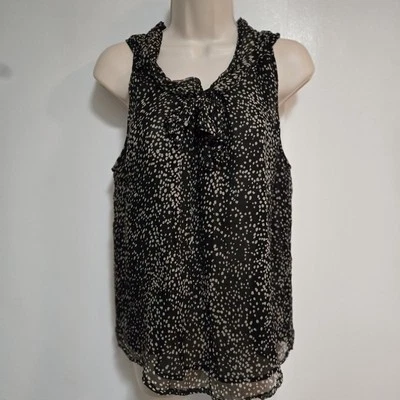 KENAR Size Medium Lightweight Dressy Black Silk V-Neck Lined Tank Top Blouse - Image 1 of 4
